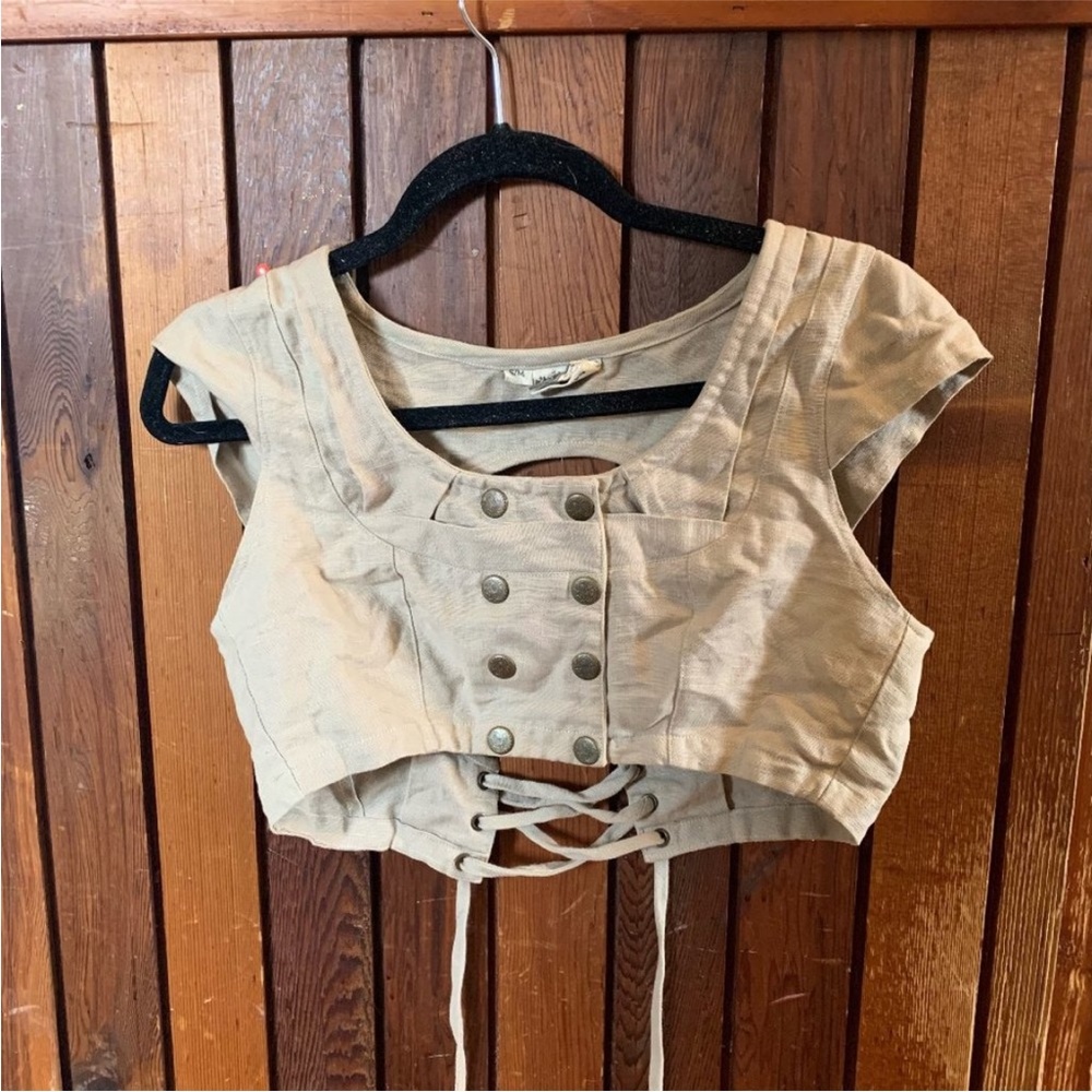 100% Linen crop - 'Amber Vest' - S/M